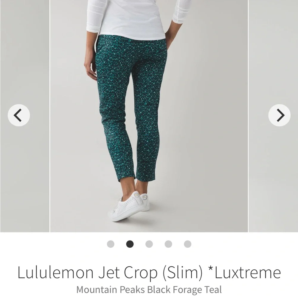 Lululemon Jet Crop (Slim) *Luxtreme Mountain Peaks Black Forage Teal - Picture 2 of 14